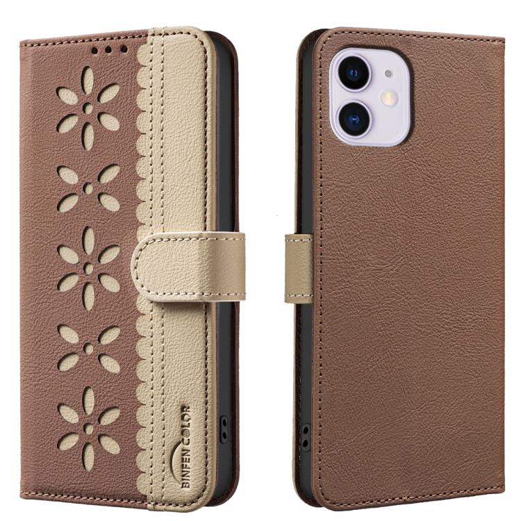 For iPhone 12 / 12 Pro Splicing Color Hollow Flower Pattern RFID Leather Phone Case(Brown)
For iPhone 12 / 12 Pro Splicing Color Hollow Flower Pattern RFID Leather Phone Case(Brown)
