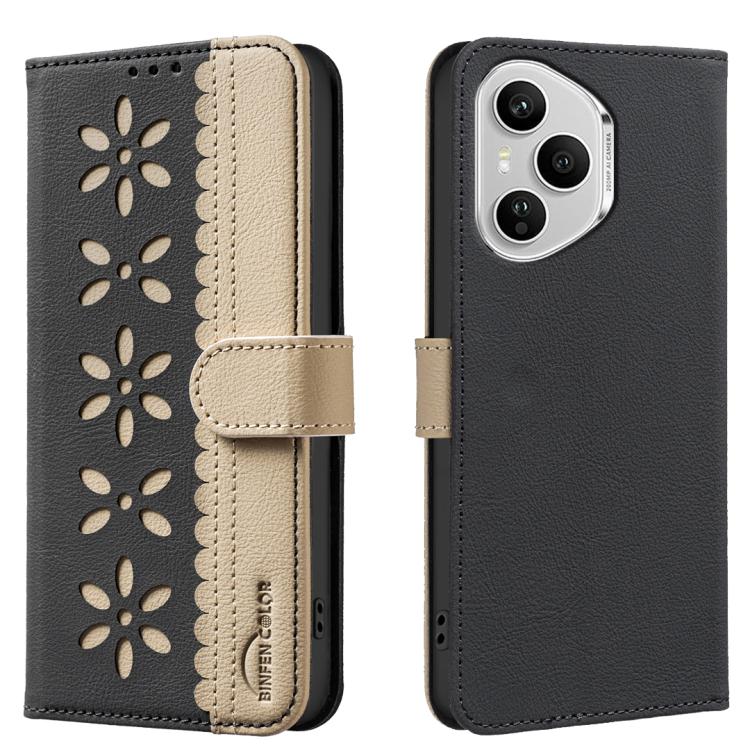 For Honor 400 Pro Global 160.8mm Splicing Color Hollow Flower Pattern RFID Leather Phone Case(Black)
For Honor 400 Pro Global 160.8mm Splicing Color Hollow Flower Pattern RFID Leather Phone Case(Black)