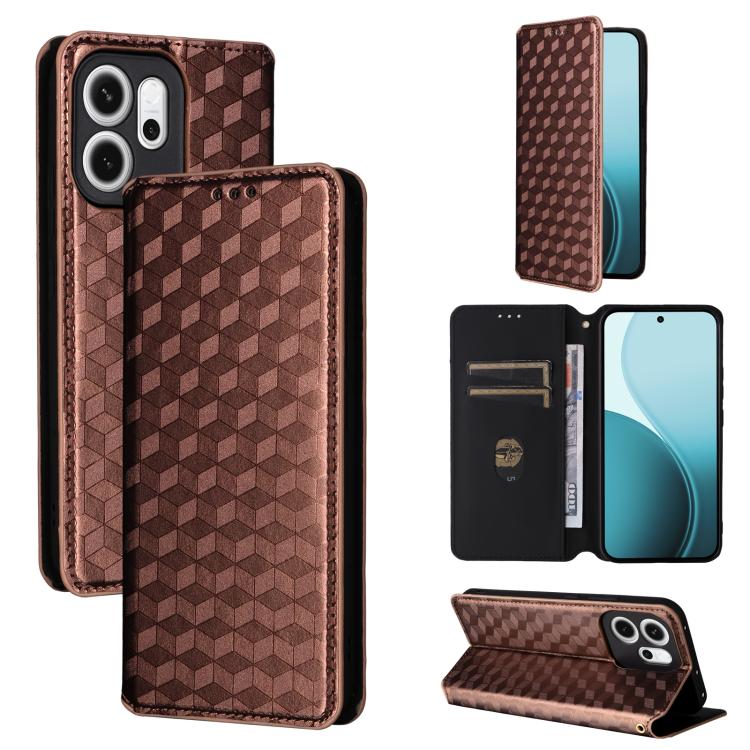 For OPPO Reno14 F 5G Cubic Grid Texture Flip Leather Phone Case(Brown)
For OPPO Reno14 F 5G Cubic Grid Texture Flip Leather Phone Case(Brown)