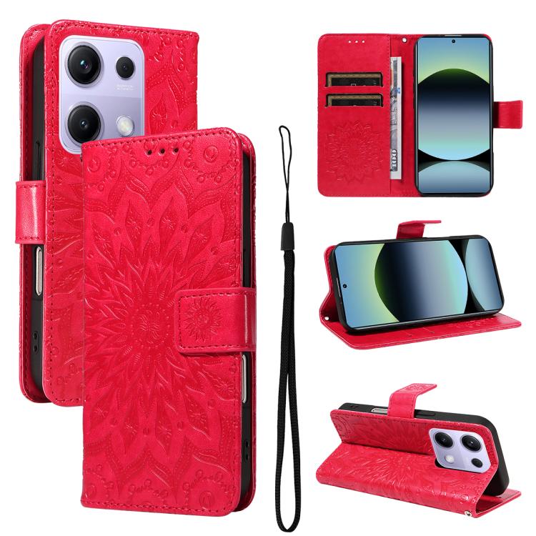 For Redmi Note 14S 4G / Note 13 Pro 4G Embossed Sunflower Pattern Flip Leather Phone Case(Red)
For Redmi Note 14S 4G / Note 13 Pro 4G Embossed Sunflower Pattern Flip Leather Phone Case(Red)