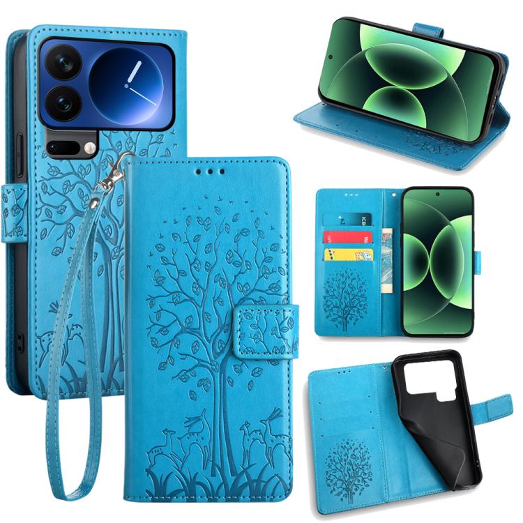For Xiaomi 17 Pro Tree & Deer Embossed Leather Phone Case(Blue)
For Xiaomi 17 Pro Tree & Deer Embossed Leather Phone Case(Blue)