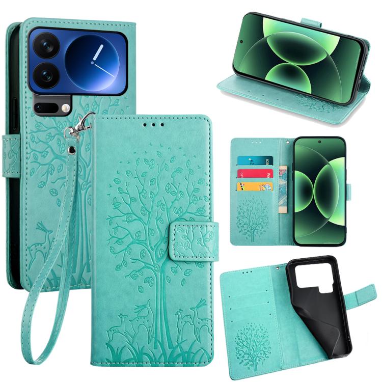 For Xiaomi 17 Pro Max Tree & Deer Embossed Leather Phone Case(Green)
For Xiaomi 17 Pro Max Tree & Deer Embossed Leather Phone Case(Green)