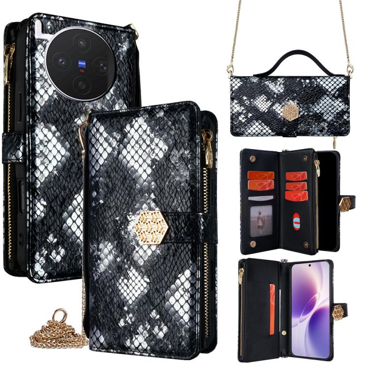 For vivo X300s 5G Crossbody Handle Snake Texture Leather Phone Case(Black)
For vivo X300s 5G Crossbody Handle Snake Texture Leather Phone Case(Black)
