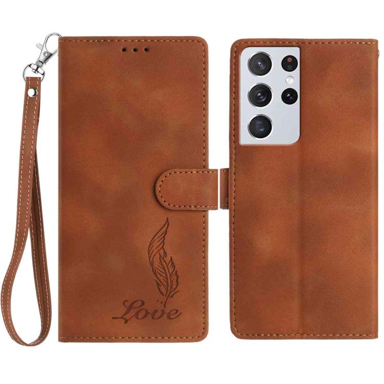 For Samsung Galaxy S21 Ultra 5G Skin Feel Embossed Feather Leather Phone Case(Brown)
For Samsung Galaxy S21 Ultra 5G Skin Feel Embossed Feather Leather Phone Case(Brown)