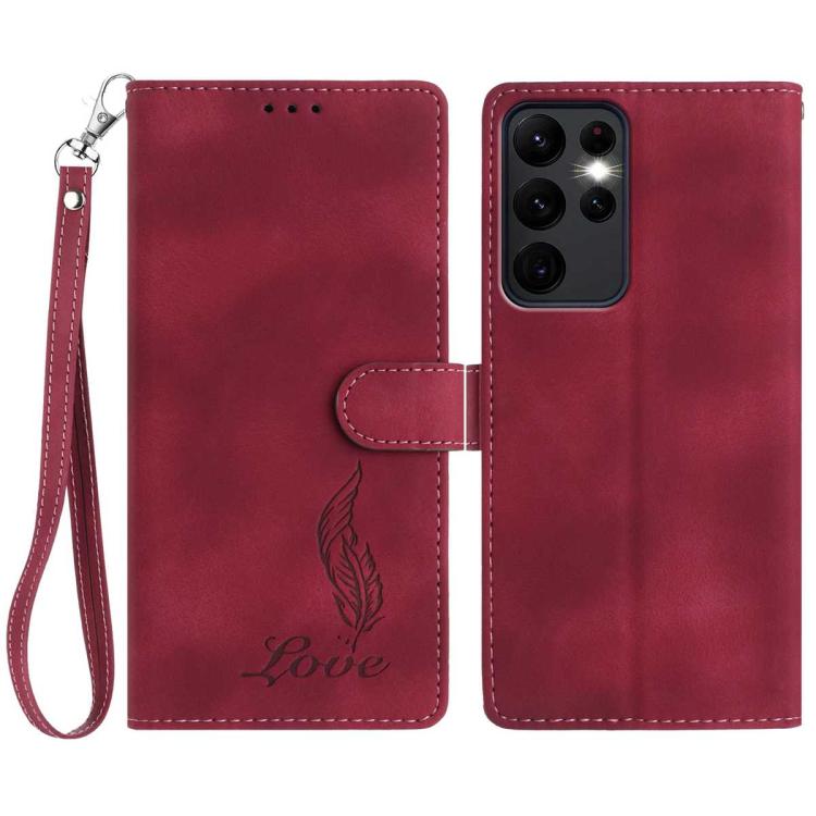 For Samsung Galaxy S23 Ultra 5G Skin Feel Embossed Feather Leather Phone Case(Red)
For Samsung Galaxy S23 Ultra 5G Skin Feel Embossed Feather Leather Phone Case(Red)