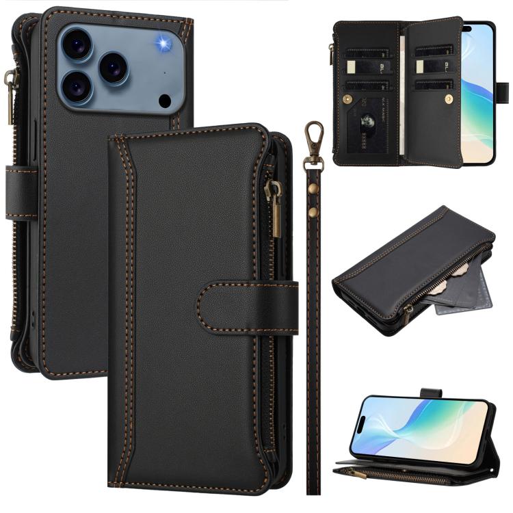 For iPhone 17 Pro Max Magnetic Closure 9 Card Slots Zipper Leather Case with Hand Strap(Black)
For iPhone 17 Pro Max Magnetic Closure 9 Card Slots Zipper Leather Case with Hand Strap(Black)