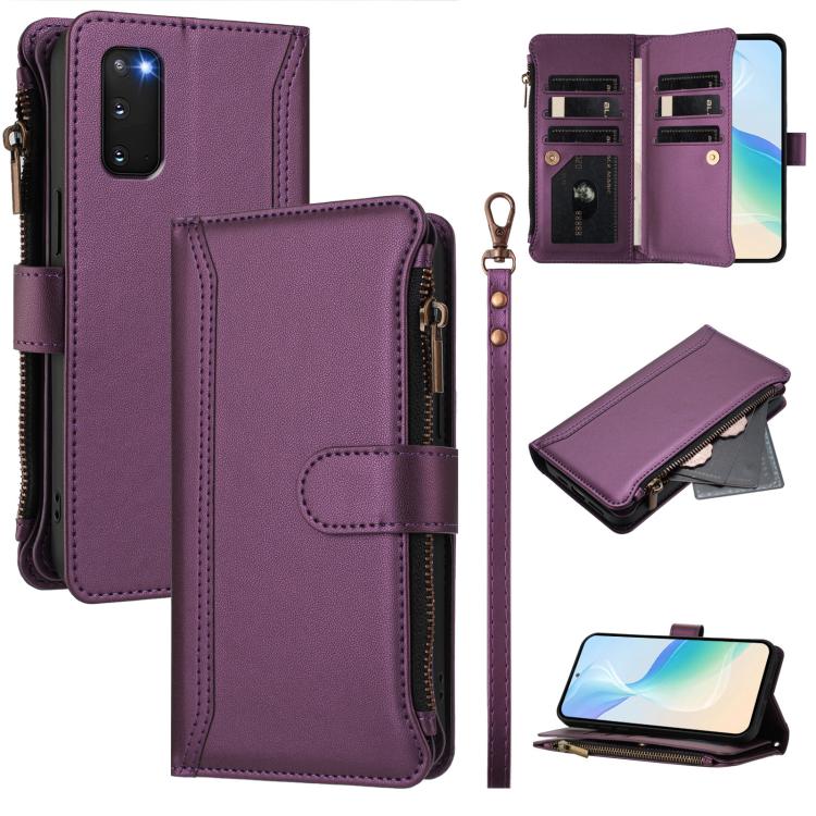 For Samsung Galaxy S20 FE Magnetic Closure 9 Card Slots Zipper Leather Case with Hand Strap(Purple)
For Samsung Galaxy S20 FE Magnetic Closure 9 Card Slots Zipper Leather Case with Hand Strap(Purple)