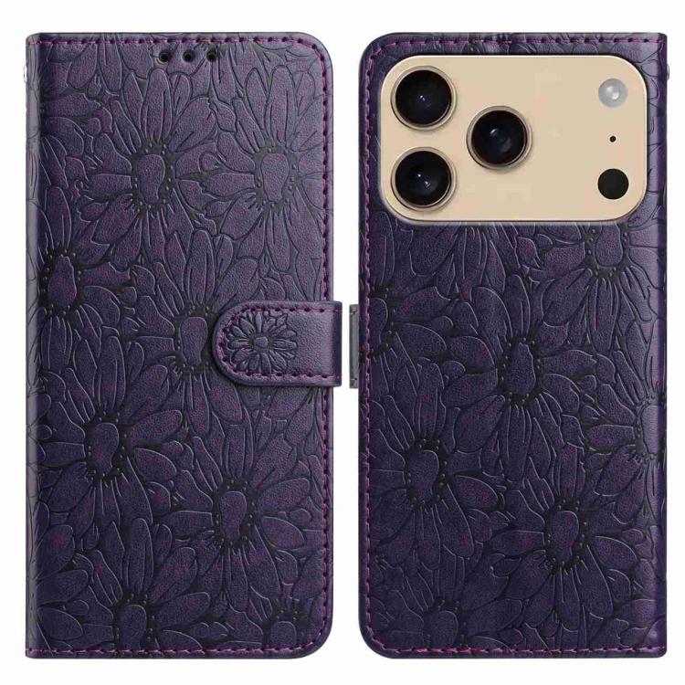 For iPhone 17 Pro Daisy Embossed Leather Phone Case(Dark Purple)
For iPhone 17 Pro Daisy Embossed Leather Phone Case(Dark Purple)