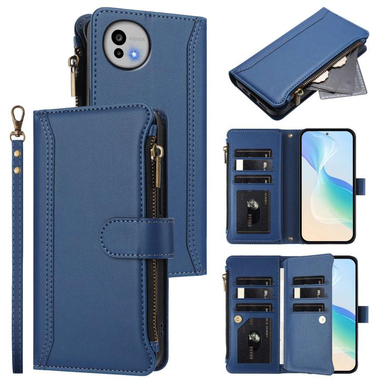 For Sharp Aquos wish6 Magnetic Closure 9 Card Slots Zipper Leather Case with Hand Strap(Dark Blue)
For Sharp Aquos wish6 Magnetic Closure 9 Card Slots Zipper Leather Case with Hand Strap(Dark Blue)