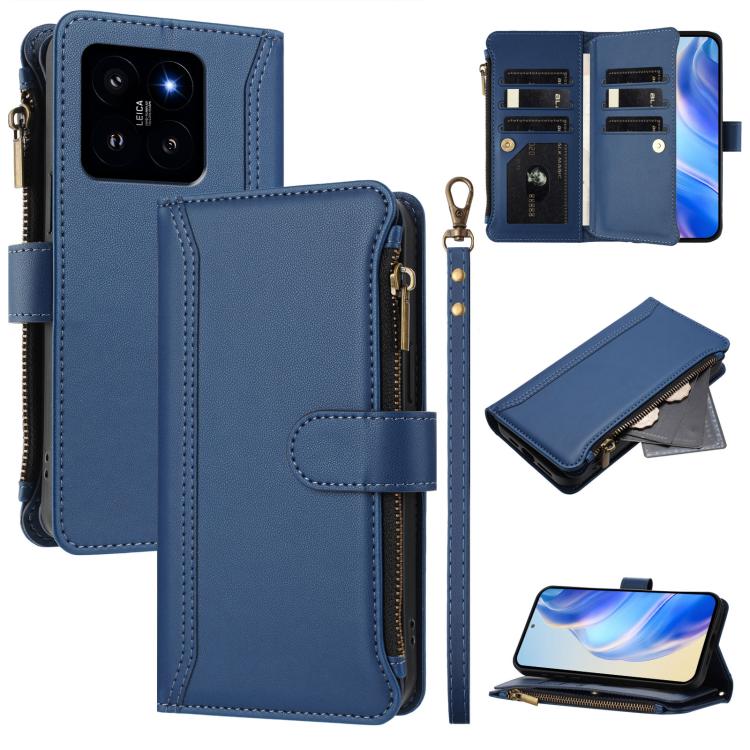 For Xiaomi 14 Magnetic Closure 9 Card Slots Zipper Leather Case with Hand Strap(Dark Blue)
For Xiaomi 14 Magnetic Closure 9 Card Slots Zipper Leather Case with Hand Strap(Dark Blue)