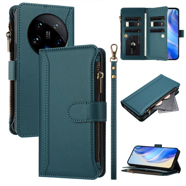 For Xiaomi 14 Ultra Magnetic Closure 9 Card Slots Zipper Leather Case with Hand Strap(Dark Green)
For Xiaomi 14 Ultra Magnetic Closure 9 Card Slots Zipper Leather Case with Hand Strap(Dark Green)