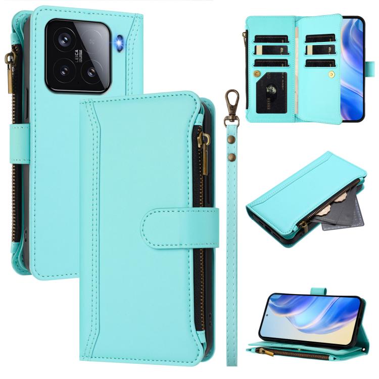 For Xiaomi 15 Magnetic Closure 9 Card Slots Zipper Leather Case with Hand Strap(Mint Green)
For Xiaomi 15 Magnetic Closure 9 Card Slots Zipper Leather Case with Hand Strap(Mint Green)