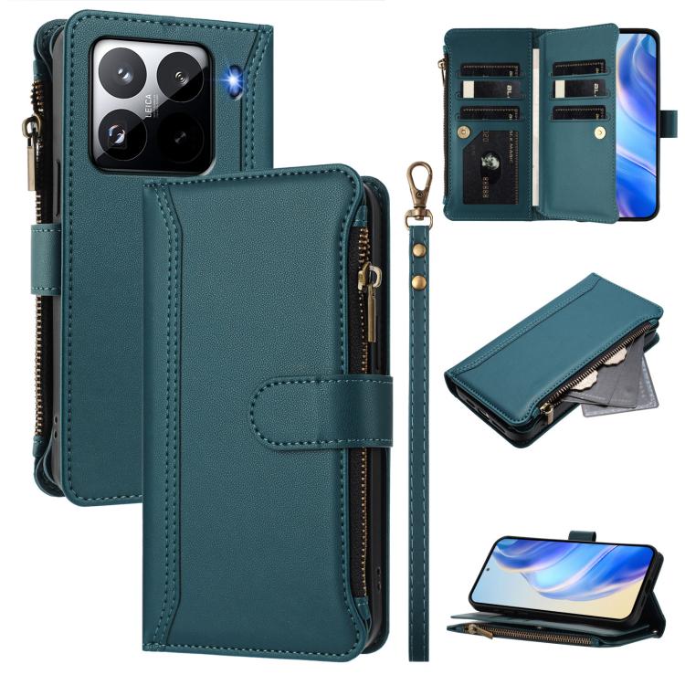 For Xiaomi 15 Pro Magnetic Closure 9 Card Slots Zipper Leather Case with Hand Strap(Dark Green)
For Xiaomi 15 Pro Magnetic Closure 9 Card Slots Zipper Leather Case with Hand Strap(Dark Green)