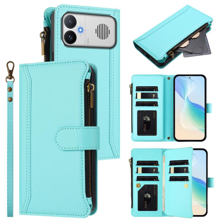 For Redmi K90 Max 5G Magnetic Closure 9 Card Slots Zipper Leather Case with Hand Strap(Mint Green)
For Redmi K90 Max 5G Magnetic Closure 9 Card Slots Zipper Leather Case with Hand Strap(Mint Green)