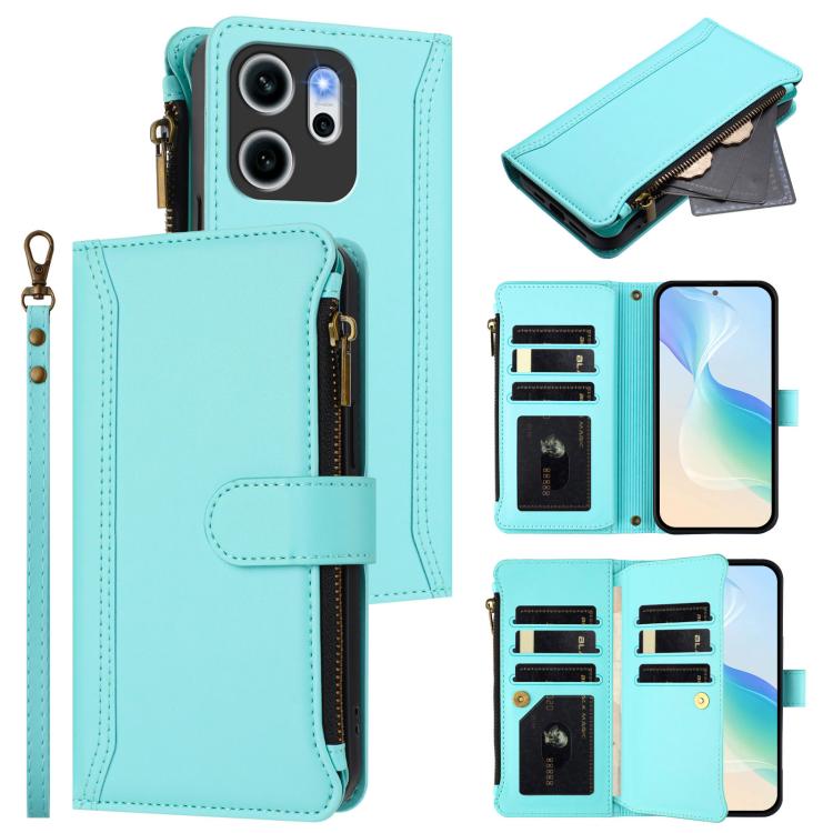 For OPPO Reno14 F 5G Magnetic Closure 9 Card Slots Zipper Leather Case with Hand Strap(Mint Green)
For OPPO Reno14 F 5G Magnetic Closure 9 Card Slots Zipper Leather Case with Hand Strap(Mint Green)