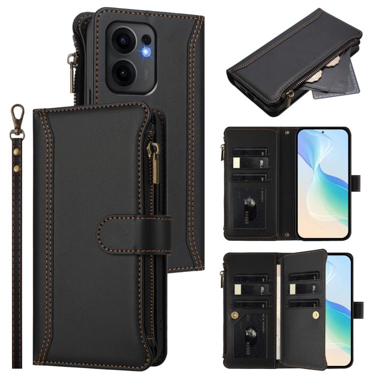 For OPPO Reno13 F 5G Global Magnetic Closure 9 Card Slots Zipper Leather Case with Hand Strap(Black)
For OPPO Reno13 F 5G Global Magnetic Closure 9 Card Slots Zipper Leather Case with Hand Strap(Black)