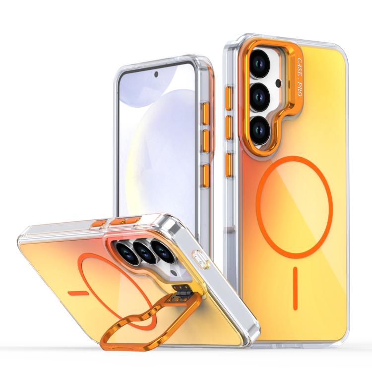 For Samsung Galaxy S23 5G Gradient Discolor Lens Kickstand Magsafe Phone Case(Orange)
For Samsung Galaxy S23 5G Gradient Discolor Lens Kickstand Magsafe Phone Case(Orange)