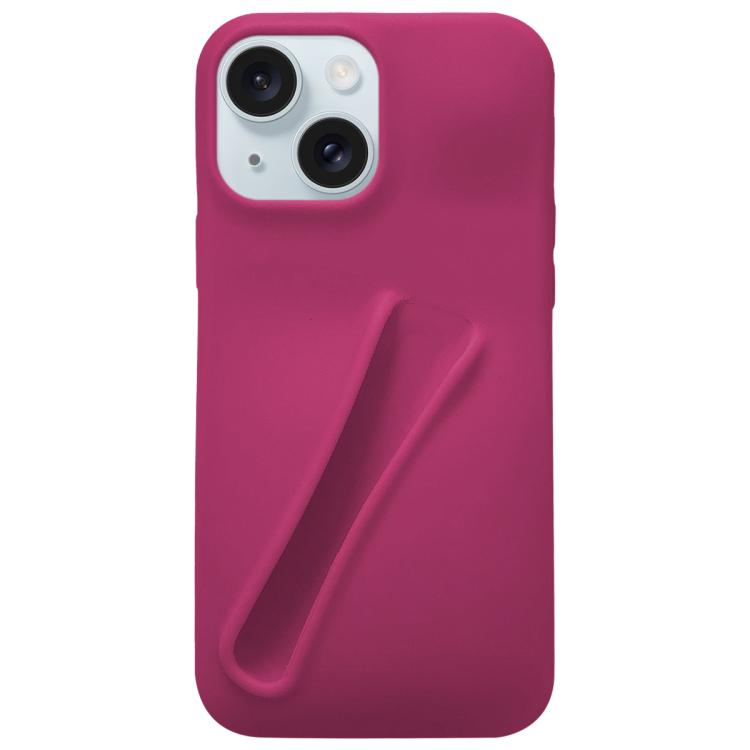 For iPhone 15 Lipstick Silicone 3D Phone Case(Raspberry)