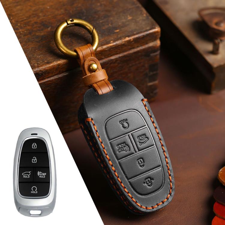 For Hyundai Staria / Sonata 5-button B123 Crazy Horse Cowhide Car Key Protection Cover(Black)
For Hyundai Staria / Sonata 5-button B123 Crazy Horse Cowhide Car Key Protection Cover(Black)