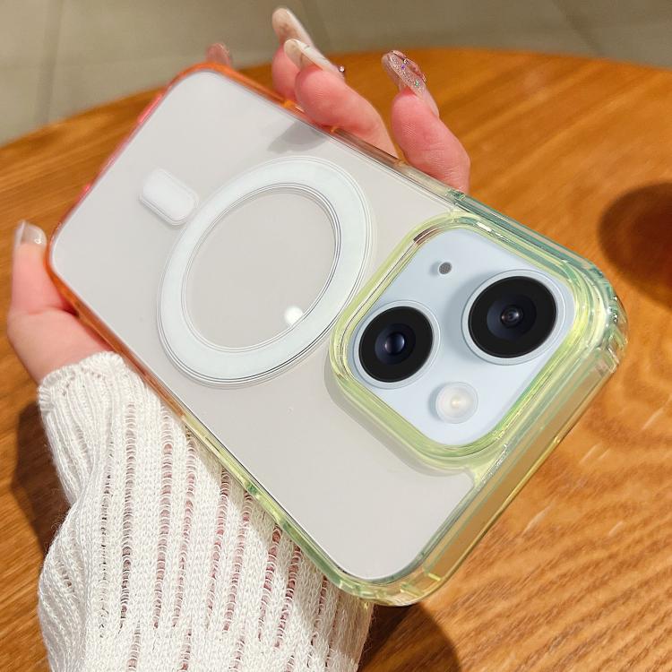 For iPhone 15 Plus Contrast Color Gradient Transparent MagSafe Phone Case(Fluorescent Green + Light Pink)
For iPhone 15 Plus Contrast Color Gradient Transparent MagSafe Phone Case(Fluorescent Green + Light Pink)