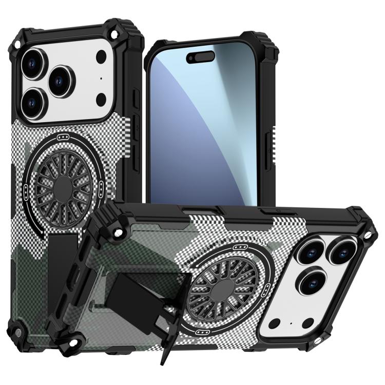 For iPhone 17 Pro Camouflage Kickstand Rotating Shaft MagSafe Phone Case(Carbon Fiber Grey) 
For iPhone 17 Pro Camouflage Kickstand Rotating Shaft MagSafe Phone Case(Carbon Fiber Grey)