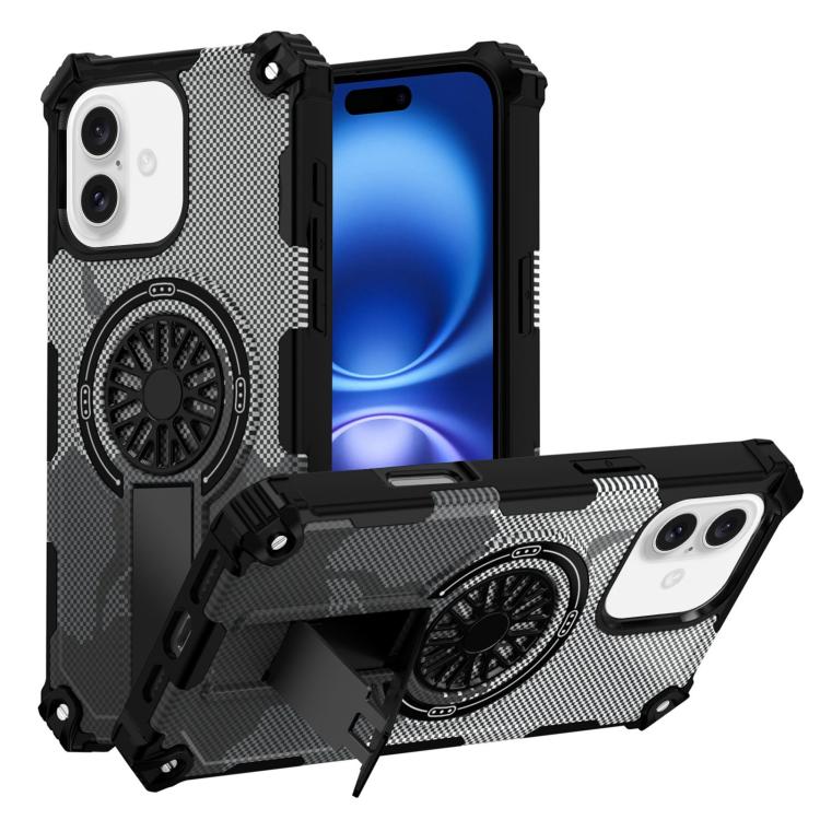For iPhone 16 Plus Camouflage Kickstand Rotating Shaft MagSafe Phone Case(Carbon Fiber Grey)
For iPhone 16 Plus Camouflage Kickstand Rotating Shaft MagSafe Phone Case(Carbon Fiber Grey)