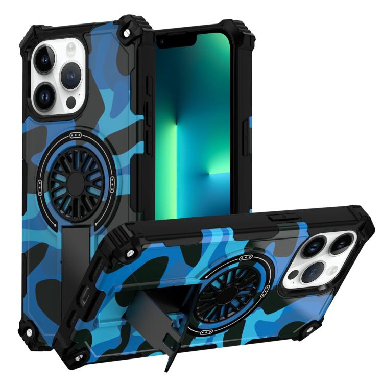 For iPhone 13 Pro Max Camouflage Kickstand Rotating Shaft MagSafe Phone Case(Blue Camouflage)
For iPhone 13 Pro Max Camouflage Kickstand Rotating Shaft MagSafe Phone Case(Blue Camouflage)