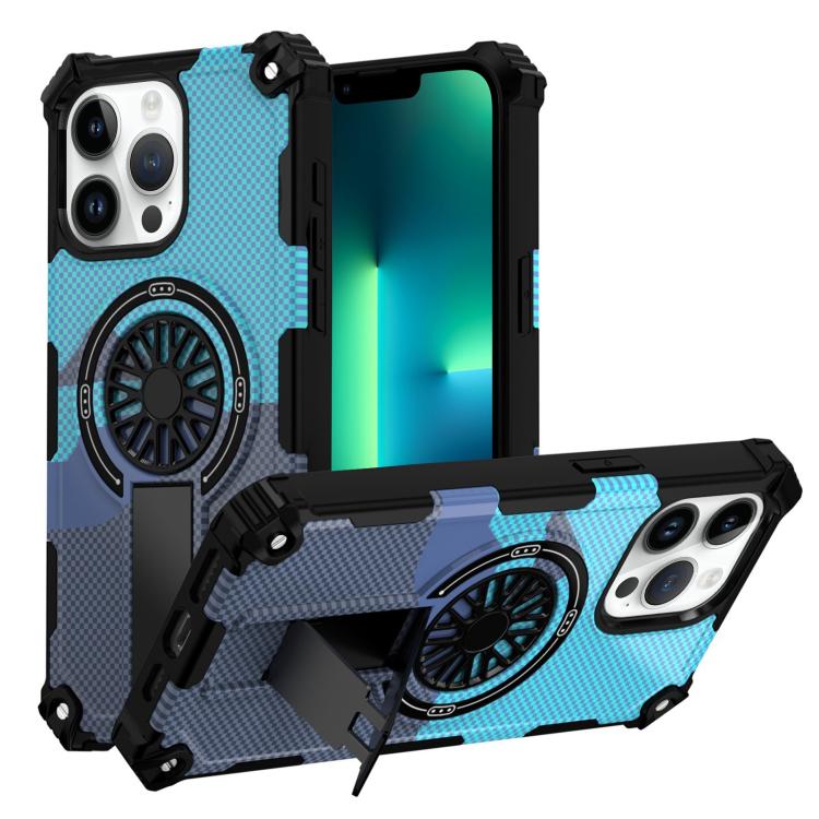 For iPhone 13 Pro Max Camouflage Kickstand Rotating Shaft MagSafe Phone Case(Carbon Fiber Sky Blue)
For iPhone 13 Pro Max Camouflage Kickstand Rotating Shaft MagSafe Phone Case(Carbon Fiber Sky Blue)