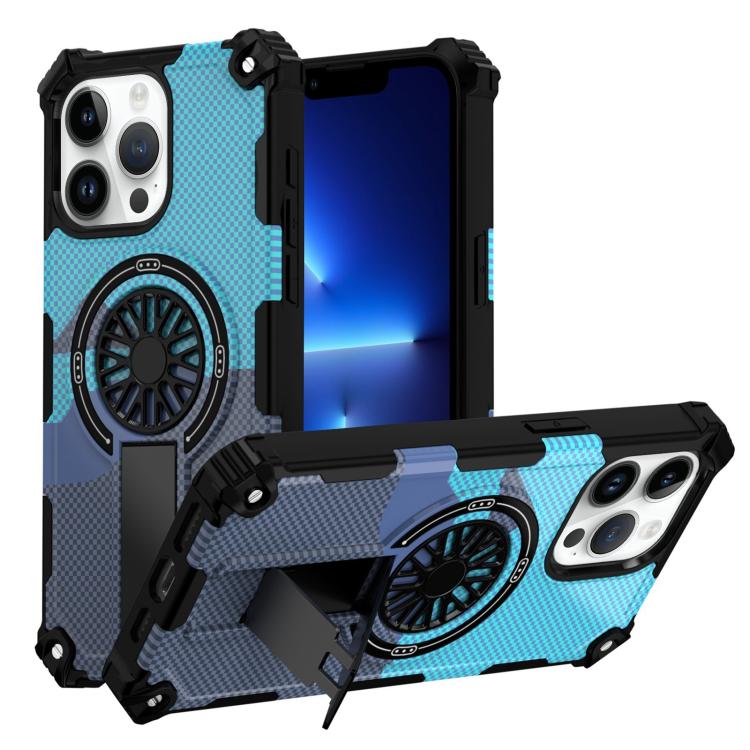 For iPhone 13 Pro Camouflage Kickstand Rotating Shaft MagSafe Phone Case(Carbon Fiber Sky Blue)
For iPhone 13 Pro Camouflage Kickstand Rotating Shaft MagSafe Phone Case(Carbon Fiber Sky Blue)