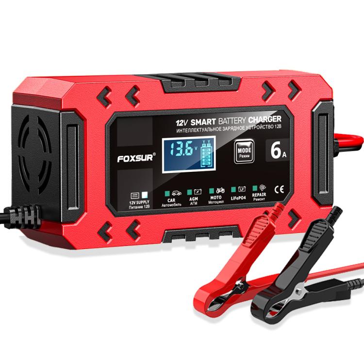 FOXSUR FBC1206F 12V 6A Car Motorcycle Battery Charger Smart Repair Multi-function Charger, EU Plug(Red)
FOXSUR FBC1206F 12V 6A Car Motorcycle Battery Charger Smart Repair Multi-function Charger, EU Plug(Red)