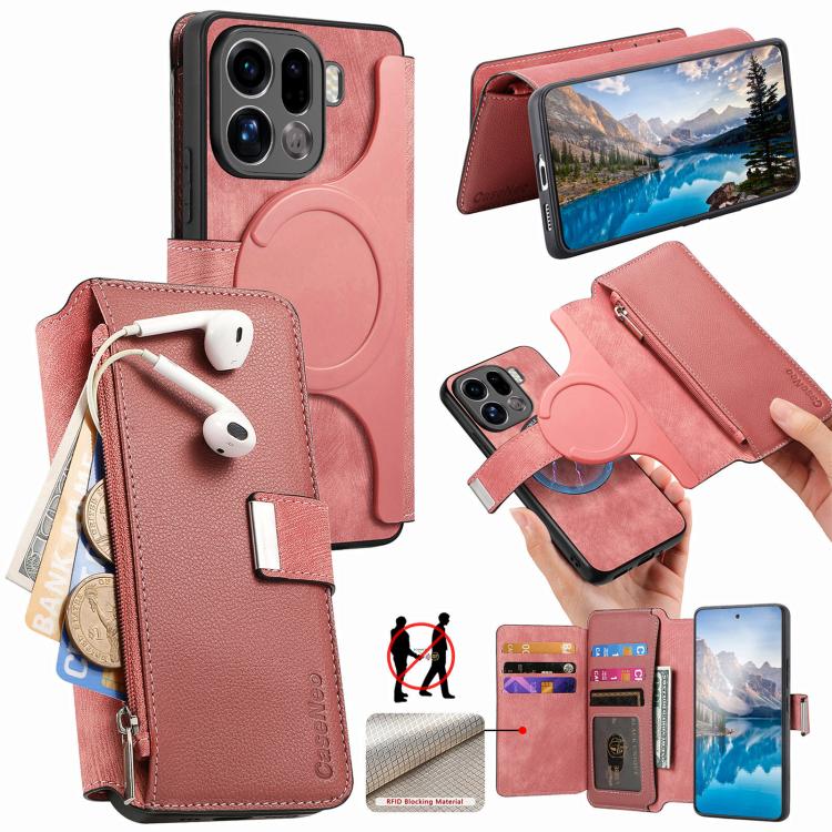 For OPPO Find X9 Pro CaseNeo MagSafe RFID Anti-theft Zipper Wallet Retro Leather Phone Case(Pink)
For OPPO Find X9 Pro CaseNeo MagSafe RFID Anti-theft Zipper Wallet Retro Leather Phone Case(Pink)