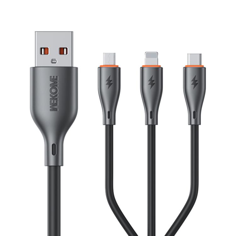 WK WDC-79 3 in 1 Kinkong Flash Series 1.2m 66W PVC Fast Charging Data Cable, Interface:USB to Type-C+8 Pin+Micro(Black)
WK WDC-79 3 in 1 Kinkong Flash Series 1.2m 66W PVC Fast Charging Data Cable, Interface:USB to Type-C+8 Pin+Micro(Black)