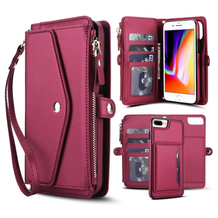 For iPhone 8 Plus Multifunctional Wallet Detachable Leather Phone Case with Lanyard(Red)
For iPhone 8 Plus Multifunctional Wallet Detachable Leather Phone Case with Lanyard(Red)
