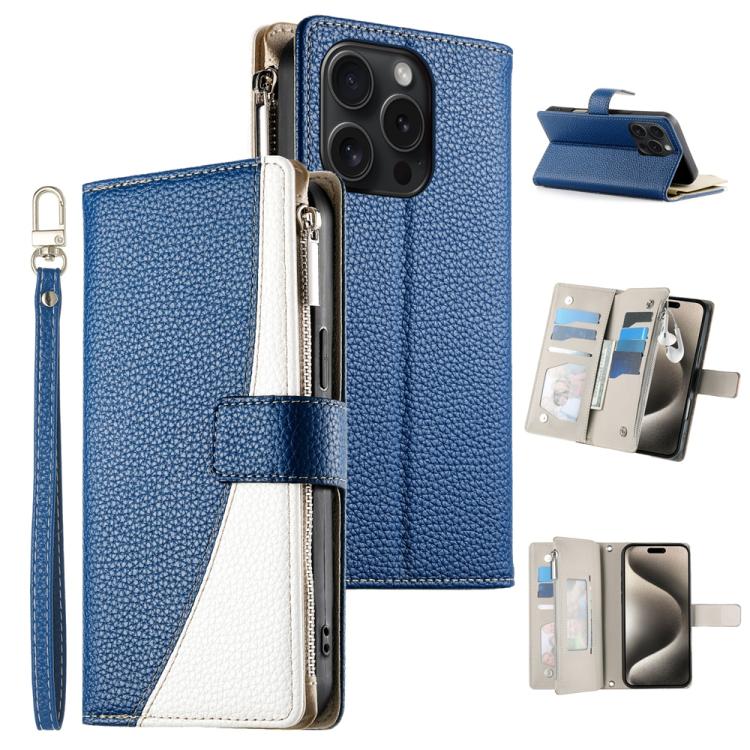 For iPhone 15 Pro Stitching Multi-card Zipper Wallet Leather Phone Case with Short Strap(Dark Blue)
For iPhone 15 Pro Stitching Multi-card Zipper Wallet Leather Phone Case with Short Strap(Dark Blue)