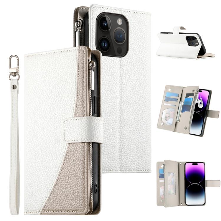 For iPhone 14 Pro Stitching Multi-card Zipper Wallet Leather Phone Case with Short Strap(White)
For iPhone 14 Pro Stitching Multi-card Zipper Wallet Leather Phone Case with Short Strap(White)