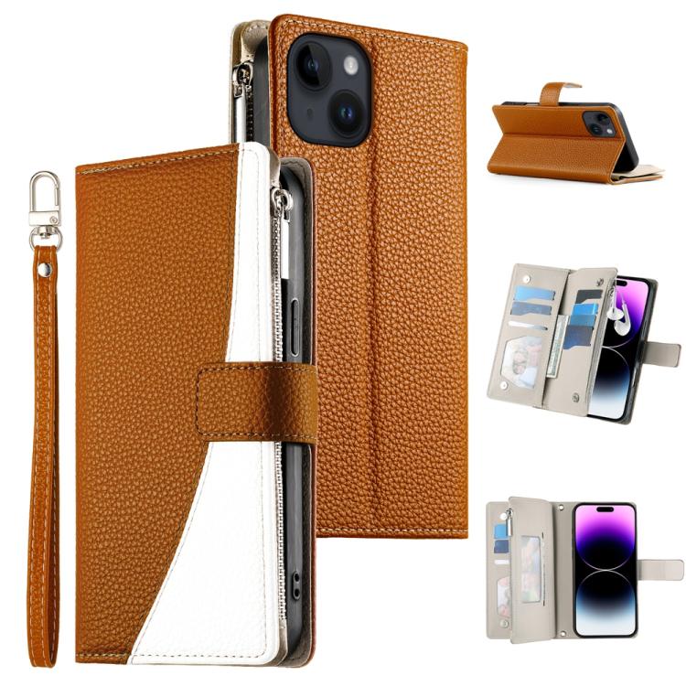 For iPhone 14 / 13 Stitching Multi-card Zipper Wallet Leather Phone Case with Short Strap(Brown)
For iPhone 14 / 13 Stitching Multi-card Zipper Wallet Leather Phone Case with Short Strap(Brown)