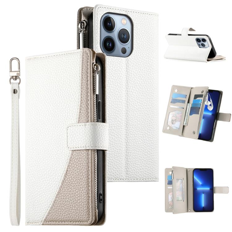 For iPhone 13 Pro Stitching Multi-card Zipper Wallet Leather Phone Case with Short Strap(White)
For iPhone 13 Pro Stitching Multi-card Zipper Wallet Leather Phone Case with Short Strap(White)