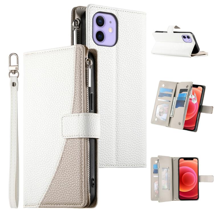 For iPhone 12 / 12 Pro Stitching Multi-card Zipper Wallet Leather Phone Case with Short Strap(White)
For iPhone 12 / 12 Pro Stitching Multi-card Zipper Wallet Leather Phone Case with Short Strap(White)