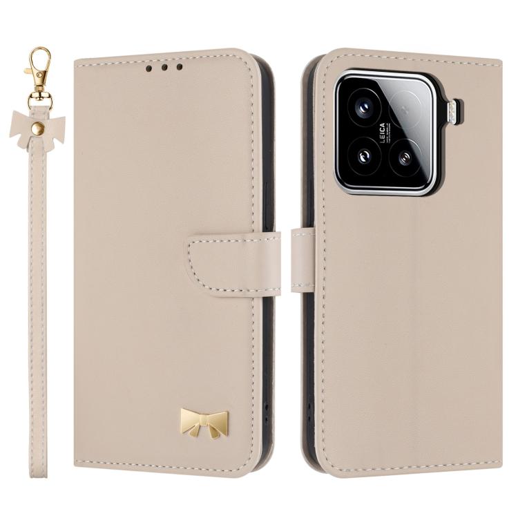 For Xiaomi 15 Metal Bow Leather Phone Case with Hand Strap(Apricot)
For Xiaomi 15 Metal Bow Leather Phone Case with Hand Strap(Apricot)