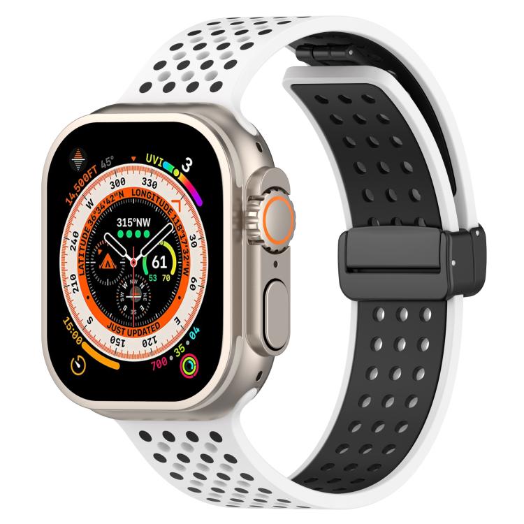 For Apple Watch 46mm / 49mm / 45mm / 44mm Magnetic Buckle Breathable Silicone Watch Band(White Black)
For Apple Watch 46mm / 49mm / 45mm / 44mm Magnetic Buckle Breathable Silicone Watch Band(White Black)