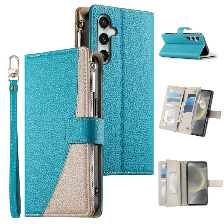 For Galaxy S26 FE 5G Stitching Multi-card Zipper Wallet Leather Phone Case with Short Strap(Blue)
For Galaxy S26 FE 5G Stitching Multi-card Zipper Wallet Leather Phone Case with Short Strap(Blue)