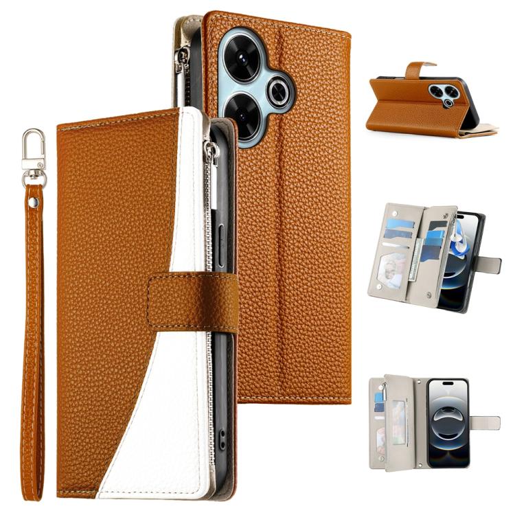 For Redmi 13 4G / 5G / Xiaomi Poco M6 4G Stitching Multi-card Zipper Wallet Leather Phone Case with Short Strap(Brown)
For Redmi 13 4G / 5G / Xiaomi Poco M6 4G Stitching Multi-card Zipper Wallet Leather Phone Case with Short Strap(Brown)