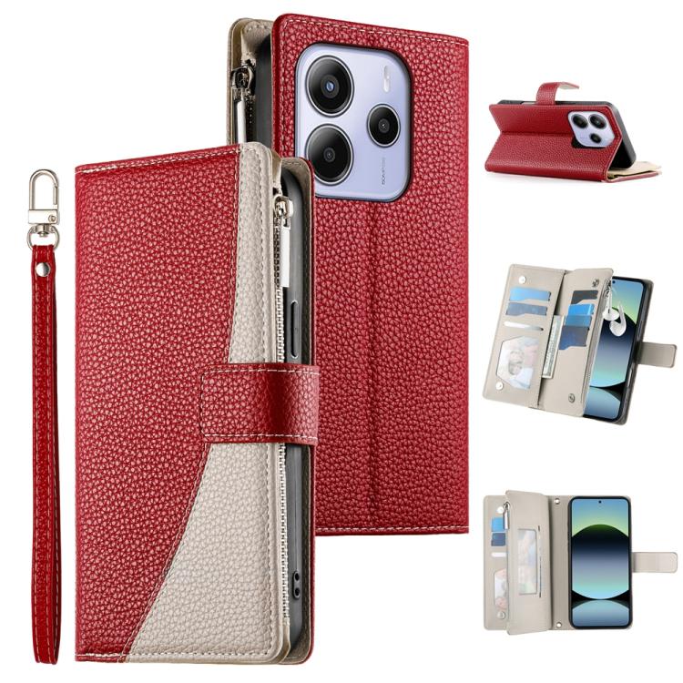 For Redmi Note 14 4G 163.25mm Stitching Multi-card Zipper Wallet Leather Phone Case with Short Strap(Red)
For Redmi Note 14 4G 163.25mm Stitching Multi-card Zipper Wallet Leather Phone Case with Short Strap(Red)