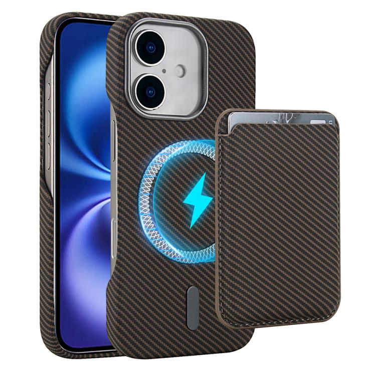 For iPhone 16 Carbon Fiber MagSafe Magnetic Card Holder Phone Case(Brown)
For iPhone 16 Carbon Fiber MagSafe Magnetic Card Holder Phone Case(Brown)