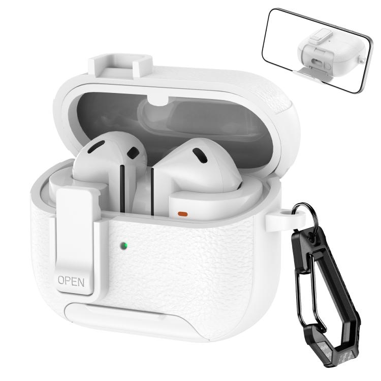 For Samsung Galaxy Buds3 / Buds3 Pro Leather Texture Wireless Earphones Case with Hook & Holder(White)
For Samsung Galaxy Buds3 / Buds3 Pro Leather Texture Wireless Earphones Case with Hook & Holder(White)