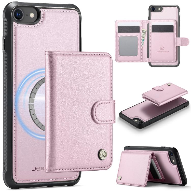 For iPhone SE 2022 / SE 2020 / 8 / 7 JEEHOOD J09 Buckle Card Bag MagSafe Magnetic Style RFID Leather Phone Case(Pink)
For iPhone SE 2022 / SE 2020 / 8 / 7 JEEHOOD J09 Buckle Card Bag MagSafe Magnetic Style RFID Leather Phone Case(Pink)