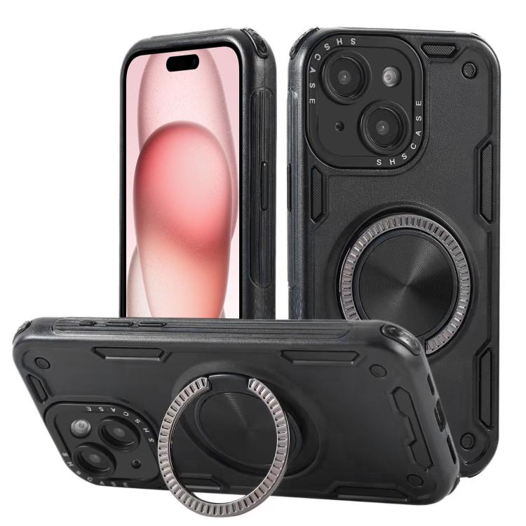 For iPhone 15 Three-core Mecha 360 Degree Rotation Magnetic Holder Phone Case(Black)
For iPhone 15 Three-core Mecha 360 Degree Rotation Magnetic Holder Phone Case(Black)