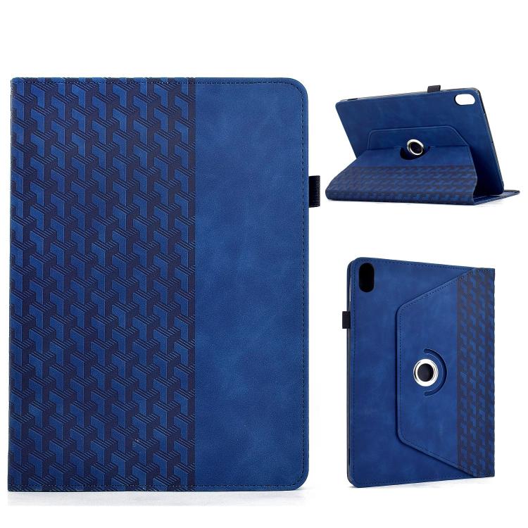 For iPad 2025 / 2022 Rotatable Building Blocks Embossed Smart Leather Tablet Case(Blue)