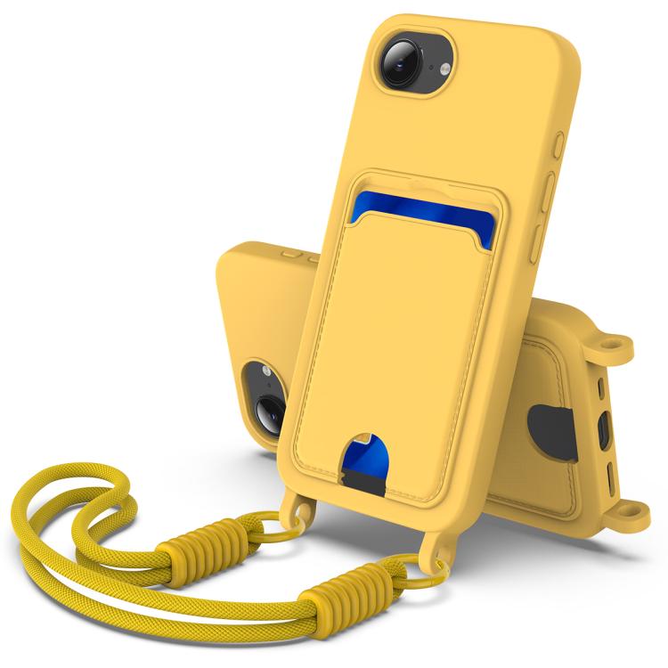 For iPhone 16e Integrated Card Bag Solid Color Liquid Silicone Phone Case Gen2 with Short Lanyard(Yellow)
For iPhone 16e Integrated Card Bag Solid Color Liquid Silicone Phone Case Gen2 with Short Lanyard(Yellow)