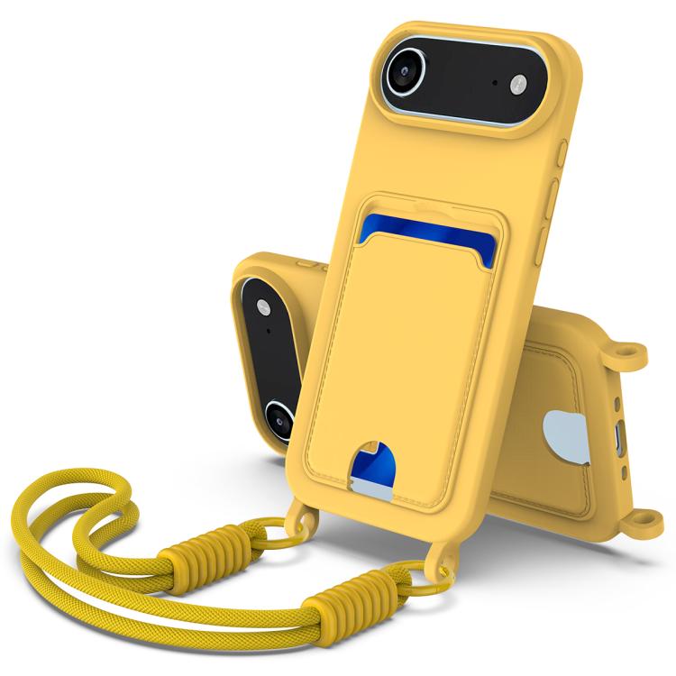 For iPhone 17 Air Integrated Card Bag Solid Color Liquid Silicone Phone Case Gen2 with Short Lanyard(Yellow)
For iPhone 17 Air Integrated Card Bag Solid Color Liquid Silicone Phone Case Gen2 with Short Lanyard(Yellow)